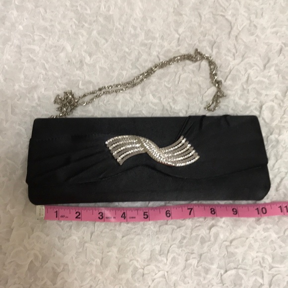 Black Silk with Rhinestones Clutch - Picture 6 of 9